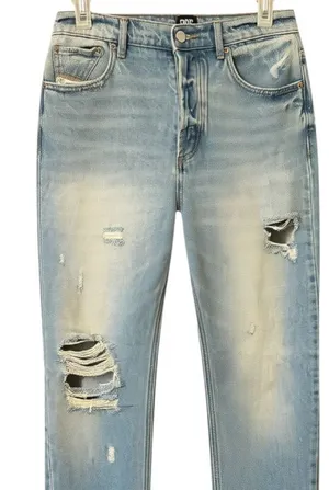 BDG Urban Outfitters Distressed Mom Jeans 29 Light Wash High Rise Raw Hem Blue thumbnail 1