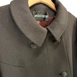 Vintage 60s Rich's Coat M-L Chocolate Brown Double Breasted Mod Peter Pan Collar thumbnail 4