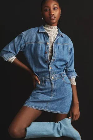 Long Sleeve Denim Mini Dress thumbnail 1