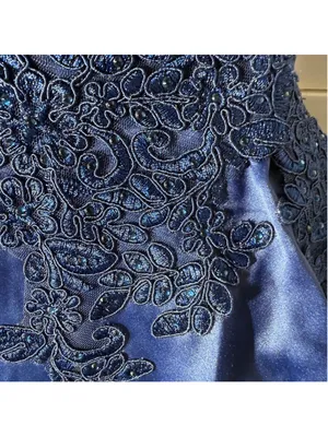 Vintage Y2K Dancing Queen USA mini prom dress 80s style blue floral beaded sz M thumbnail 9