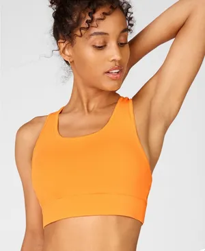 Fabletics orange sports bra with phone holder thumbnail 1