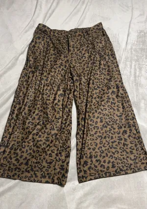 Shein Corduroy Leopard Wide Leg Pants thumbnail 1