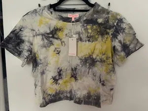Re:named Yellow and Grey Tie Dye Cropped Tee Nwt size small thumbnail 1