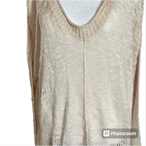 Moon & Maddison Cream Knit Lace Trim Tunic Top thumbnail 7