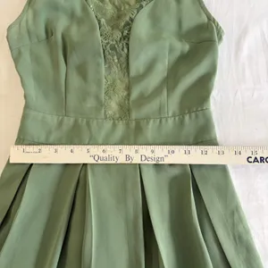 TCEC Sage‎ Green Lace Inset Bow Back Fit and Flare Pleated Mini Dress Medium thumbnail 7