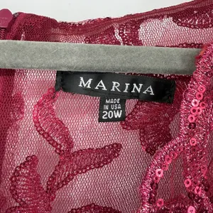 Marina 20W Burgundy Sequin Lace Bodice Long Sleeve Formal Gown Dress Party‎ thumbnail 5
