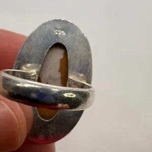 Vintage‎ Sterling Silver 925 Picture Jasper Oval Statement Ring Size 7 13.58g thumbnail 6