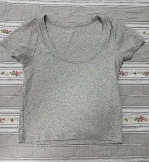 Hollister Grey Scoop Neck T-Shirt thumbnail 1