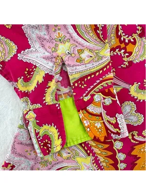 Lauren Ralph Lauren Hot Pink Lime Green Paisley Top Preppy Dopamine Y2K Medium thumbnail 7