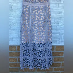 ELLIATT S Lilac Blue Lace Midi Dress Whimsigoth Cocktail Quiet Luxury thumbnail 5