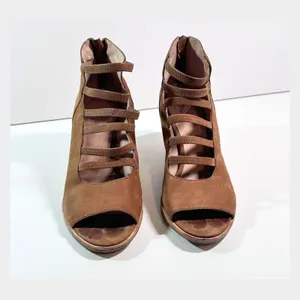 Eileen Fisher Vero Cucio Ankle Boots‎ Sz 7.5 Strappy Peep Toe Western Cowgirl thumbnail 3
