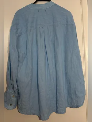 NWT We The Free Light Blue Striped Button-Up Shirt thumbnail 10