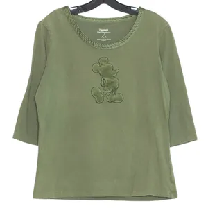 Disney Disneyland Top 3/4 Sleeve Mickey Mouse Y2K 90s Casual Streetwear Green Sz Large thumbnail 1