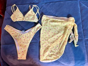 Yellow bikini 3 piece set thumbnail 2