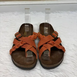 White Mountain Harrington Braided Leather Slip-On Sandals Orange Size 7 thumbnail 2