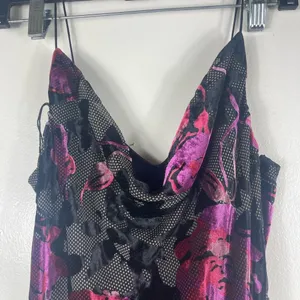 Aidan Mattox Asymmetrical Black and Pink romantic goth wedding quest thumbnail 3