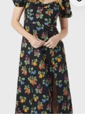 Princess Highway Black French Fruit Midi Dress Size Small NWT thumbnail 4