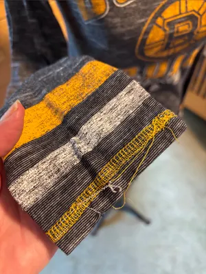 Boston Bruins Majestic V-Neck Gray & Gold Long-Sleeve Hockey Shirt thumbnail 3