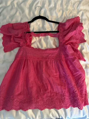 Allison nwt pink eyelet babydoll eyelet square neck Medium $154 thumbnail 2