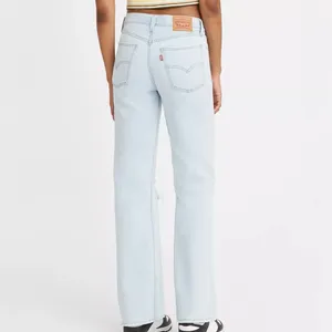 Levi's Lo Pro Straight Light Blue Distressed Slouchy‎ Mid Rise Denim Jeans thumbnail 3