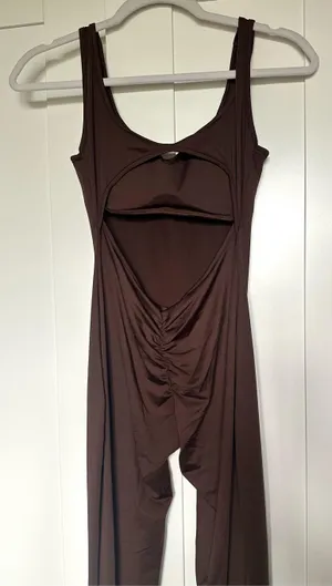 Amazon Brown Flare Cut-Out Jumpsuit thumbnail 3