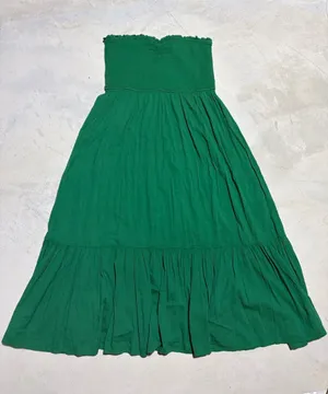 Aerie Green Strapless smocked sun dress large thumbnail 1