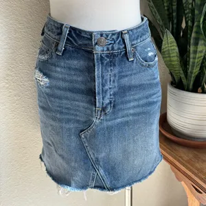 Abercrombie & Fitch Distressed Raw Hem‎ Denim Mini Skirt – Size 0 Y2K Style thumbnail 7