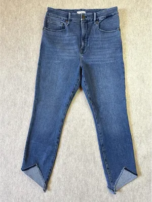 GOOD AMERICAN Good Waist Tacked Hem Organic Cotton Crop Jeans Size 10/30 Blue thumbnail 1