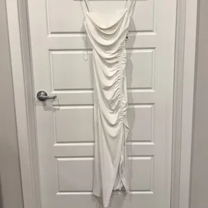 Zara White Ruched Midi Dress – Size XS – NWT thumbnail 4