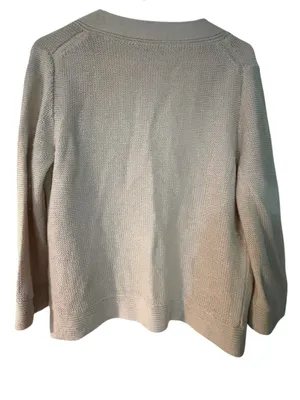 J. Crew Linen Cardigan Sweater Medium Open Front with Pockets thumbnail 2