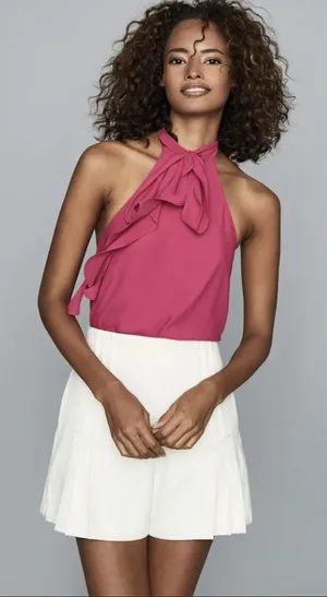 NWT Reiss Rose Ruffle Halter Top Size 12 thumbnail 1
