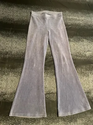 Womens Medium Short American Eagle Ribbed Velour High-Waisted Flare Lounge Pants thumbnail 1