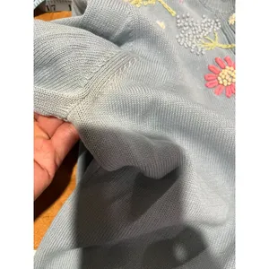 VTG Alfred Dunner Embroidered Floral Beaded Pastel Blue Pullover PS thumbnail 10