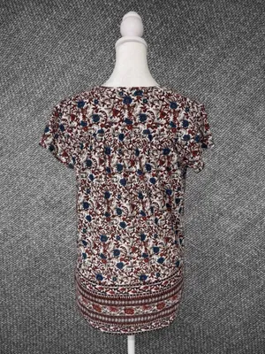Lucky Brand Women’s Small Floral Border Print V-Neck Cotton Modal Top thumbnail 8