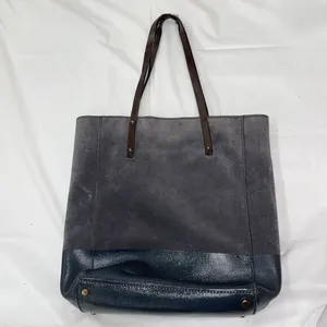 Kate Spade Square Tote ‎ Shoulder Bag Suede Gray Leather Bag thumbnail 2