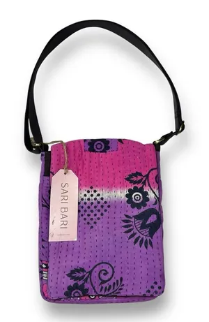 New Sari Bari Crossbody Satchel Bag | Vintage‎ Sari Purse | Handmade | India thumbnail 1