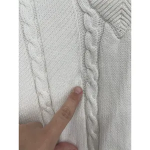 Vintage BOAST USA‎ Cream Cable Knit V Neck Sleeveless Vest Sweater Top Women's S thumbnail 5