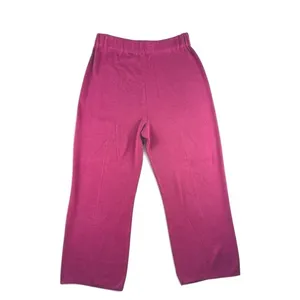 Storybook Knits Burgundy Wide Leg Knit Pants Womens Medium Elastic Waist Relax thumbnail 2
