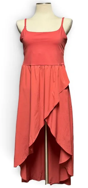 Halara Breezeful High Low Flowy Midi Quick Dry Casual Dress Kapok Red Large thumbnail 1