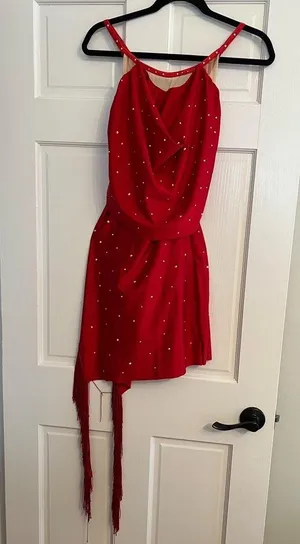 Custom Pumpers Red Latin Dance Costume Size L thumbnail 1