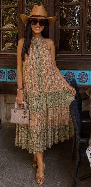 ZARA Ruffled Multicolor Maxi Dress Sz S thumbnail 1