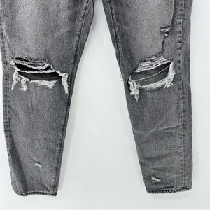 American Eagle highest rise mom jeans size 4 NWT grey distressed denim thumbnail 3