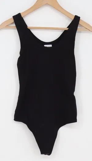 Ambitionist Bodysuit Womens S Scoop Neck Black Ribbed Sleeveless Excellent thumbnail 1