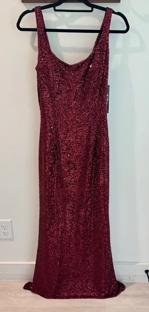 Jump Apparel Wine Red Sequin Lace Up Corset Back Formal Prom Gown Dress Sz 11/12 thumbnail 1