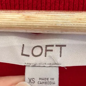 Loft Womens Red V-Neck High-Low Sweater XS NWT Workwear Holidays‎ thumbnail 3