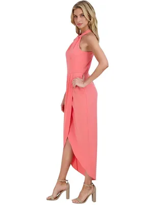 Julia Jordan Womens Knot-Neck Midi Halter Dress JJ38691 Melon Pink 14 thumbnail 9