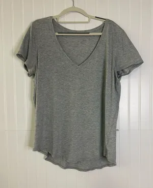 Lululemon Short Sleeve Gray V-Neck Shirt No Size Tag thumbnail 1