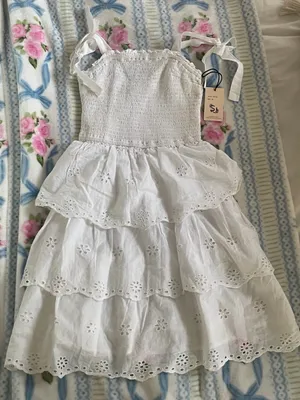 Sincerely Jules White Eyelet Tiered Sundress with Smocked Bodice thumbnail 1