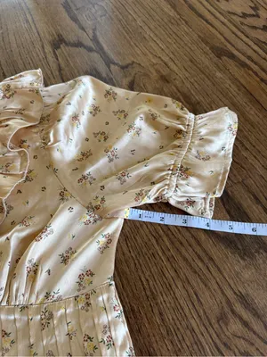 Free People Small Crop Short Sleeve V-Neck corset Ruffle Bow Cottage Coquette thumbnail 6