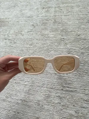 Designer Inspo Cream Geometric Rectangular Sunglasses thumbnail 3